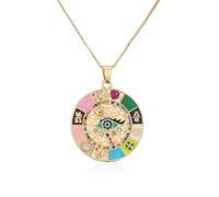 AUOU 1pc Golden Color Copper Oil Dripping Bad Eye Necklace With Pendant With Cat For Women Party Birthday Present