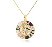 AUOU 1pc Golden Color Copper Oil Dripping Bad Eye Necklace With Pendant With Cat For Women Party Birthday Present