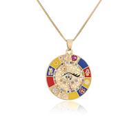 AUOU 1pc Golden Color Copper Oil Dripping Bad Eye Necklace With Pendant With Cat For Women Party Birthday Present