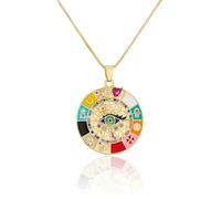 AUOU 1pc Golden Color Copper Oil Dripping Bad Eye Necklace With Pendant With Cat For Women Party Birthday Present