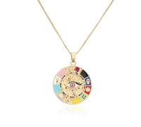 AUOU 1pc Golden Color Copper Oil Dripping Bad Eye Necklace With Pendant With Cat For Women Party Birthday Present