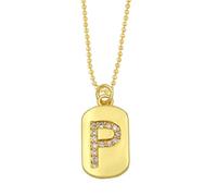 AUOU 1pc Golden Color Decorated With Beads Chain Alphabet And Letter Necklace With Initials For Women Copper Zircon With The First Letter Name Party Gifts