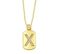 AUOU 1pc Golden Color Decorated With Beads Chain Alphabet And Letter Necklace With Initials For Women Copper Zircon With The First Letter Name Party Gifts