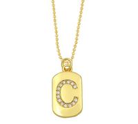 AUOU 1pc Golden Color Decorated With Beads Chain Alphabet And Letter Necklace With Initials For Women Copper Zircon With The First Letter Name Party Gifts