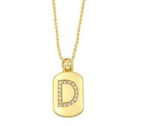 AUOU 1pc Golden Color Decorated With Beads Chain Alphabet And Letter Necklace With Initials For Women Copper Zircon With The First Letter Name Party Gifts