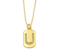 AUOU 1pc Golden Color Decorated With Beads Chain Alphabet And Letter Necklace With Initials For Women Copper Zircon With The First Letter Name Party Gifts