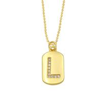 AUOU 1pc Golden Color Decorated With Beads Chain Alphabet And Letter Necklace With Initials For Women Copper Zircon With The First Letter Name Party Gifts