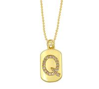 AUOU 1pc Golden Color Decorated With Beads Chain Alphabet And Letter Necklace With Initials For Women Copper Zircon With The First Letter Name Party Gifts