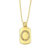 AUOU 1pc Golden Color Decorated With Beads Chain Alphabet And Letter Necklace With Initials For Women Copper Zircon With The First Letter Name Party Gifts