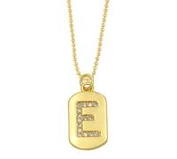 AUOU 1pc Golden Color Decorated With Beads Chain Alphabet And Letter Necklace With Initials For Women Copper Zircon With The First Letter Name Party Gifts