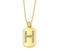 AUOU 1pc Golden Color Decorated With Beads Chain Alphabet And Letter Necklace With Initials For Women Copper Zircon With The First Letter Name Party Gifts