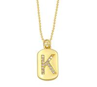 AUOU 1pc Golden Color Decorated With Beads Chain Alphabet And Letter Necklace With Initials For Women Copper Zircon With The First Letter Name Party Gifts