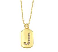 AUOU 1pc Golden Color Decorated With Beads Chain Alphabet And Letter Necklace With Initials For Women Copper Zircon With The First Letter Name Party Gifts