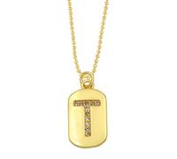AUOU 1pc Golden Color Decorated With Beads Chain Alphabet And Letter Necklace With Initials For Women Copper Zircon With The First Letter Name Party Gifts