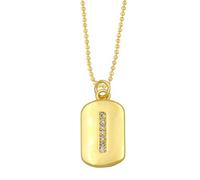 AUOU 1pc Golden Color Decorated With Beads Chain Alphabet And Letter Necklace With Initials For Women Copper Zircon With The First Letter Name Party Gifts
