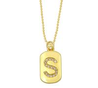 AUOU 1pc Golden Color Decorated With Beads Chain Alphabet And Letter Necklace With Initials For Women Copper Zircon With The First Letter Name Party Gifts