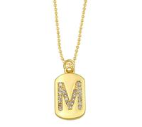 AUOU 1pc Golden Color Decorated With Beads Chain Alphabet And Letter Necklace With Initials For Women Copper Zircon With The First Letter Name Party Gifts
