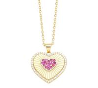 AUOU 1pc Golden Color Heart Shape Evil Eye Necklaces For Women Copper Heart Necklaces Turkish Gifts