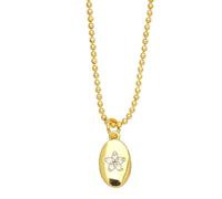 AUOU 1pc Golden Color Moon Star Necklaces For Women Copper Beads Chain Necklace