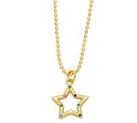 AUOU 1pc Golden Color Moon Star Necklaces For Women Copper Beads Chain Necklace