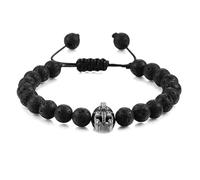 AUOU 1pc Knight Spartan Warrior Gladiator Helmet Red Natural Stone Bead Bracelets Men Women Elastic Rope Bangles