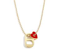 AUOU 1pc Love Heart Enamelled Necklace For Women Double -layer Gold Chain With Beads Necklace
