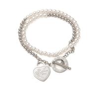 AUOU 1pc Made Of Pearls Made Of Stainless Steel Gold/silver Color Double -layer Bracelets For Women Accessories