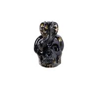 AUOU 1pc Natural Crystal Crushed Stone Snake Wrapped Skull Drip Rubber Resin Crafts Ornaments Halloween Easter Gift
