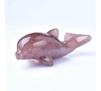 AUOU 1PC Natural Rose Quartz Dolphin Clear Quartz Pink Crystal Home Desktop Decor