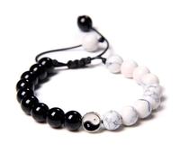 AUOU 1pc Natural Stone Bracelet Tai Chi Braided Beads Bracelet Yin Yang Bracelets For Men Women