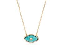 AUOU 1pc Natural Stone Gold Eyes Necklace For Women Turkish Eye Necklaces