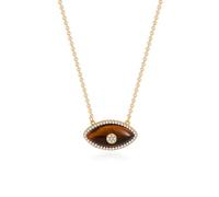 AUOU 1pc Natural Stone Gold Eyes Necklace For Women Turkish Eye Necklaces