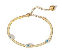 AUOU 1pc Non -spilled Made Of Stainless Steel Gold/Silver Color Evil Eye Chain Bracelet For Women