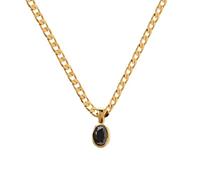 AUOU 1pc Oval Multicolor Natural Stone Necklace Stainless Steel For Women Gold Plated Chain
