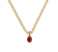 AUOU 1pc Oval Multicolor Natural Stone Necklace Stainless Steel For Women Gold Plated Chain