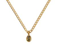 AUOU 1pc Oval Multicolor Natural Stone Necklace Stainless Steel For Women Gold Plated Chain