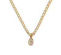 AUOU 1pc Oval Multicolor Natural Stone Necklace Stainless Steel For Women Gold Plated Chain