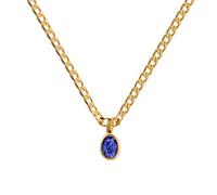 AUOU 1pc Oval Multicolor Natural Stone Necklace Stainless Steel For Women Gold Plated Chain