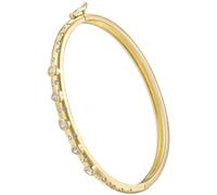AUOU 1pc Oval Shape Bracelets For Woman Brass Bangles Heart Cubic Zirconia Gold Color Woman Gift