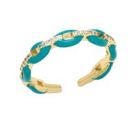 AUOU 1pc Rainbow Enamel Open Ring Copper Circon Gold -plated Ring For Stacking For Women Gifts
