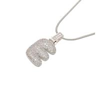 AUOU 1pc Silver Color Bubble Initial Letters Necklaces 26 Letters Pendants Necklaces For Women Brass