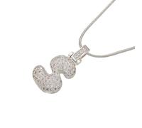 AUOU 1pc Silver Color Bubble Initial Letters Necklaces 26 Letters Pendants Necklaces For Women Brass