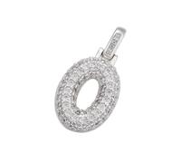 AUOU 1pc Silver Color Fat Letter Pendant CZ Pendant For Handmade Necklace Supplies Accessories