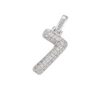 AUOU 1pc Silver Color Fat Letter Pendant CZ Pendant For Handmade Necklace Supplies Accessories