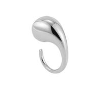 AUOU 1pc Stones Teardrop-shaped Round Rings Domed Stainless Steel Open Rings For Women's Fingers