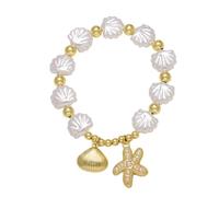 AUOU 1pc White Shell Beads Chain Starfish Bracelets For Women Copper Gold Plated Bracelets From Shell Crab