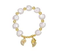 AUOU 1pc White Shell Beads Chain Starfish Bracelets For Women Copper Gold Plated Bracelets From Shell Crab