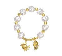 AUOU 1pc White Shell Beads Chain Starfish Bracelets For Women Copper Gold Plated Bracelets From Shell Crab
