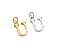 AUOU 2pieces Of Initial Stainless Steel Alphabet Fadeless English Letter Pendant Bracelet Necklace Accessories