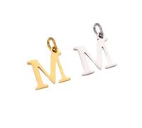 AUOU 2pieces Of Initial Stainless Steel Alphabet Fadeless English Letter Pendant Bracelet Necklace Accessories